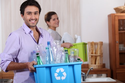 Recycling bins placed in a Neasden neighborhood
